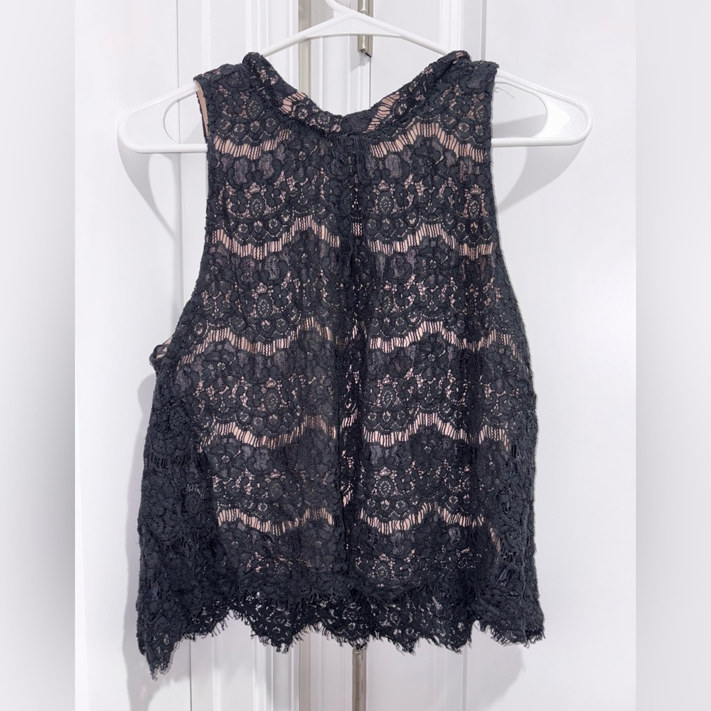 Fire Los Angeles Black and Tan Lace Crop Top